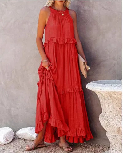 Robe bohème beige longue