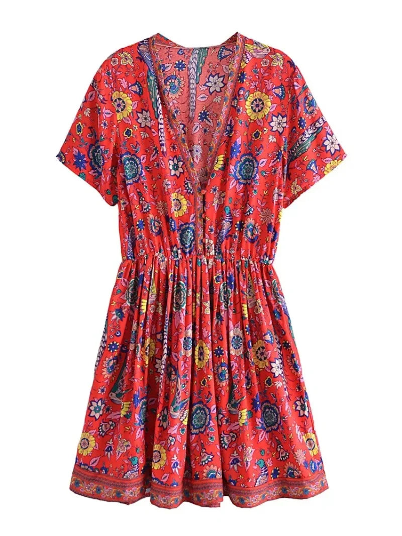 Robe Bohème Manche Courte