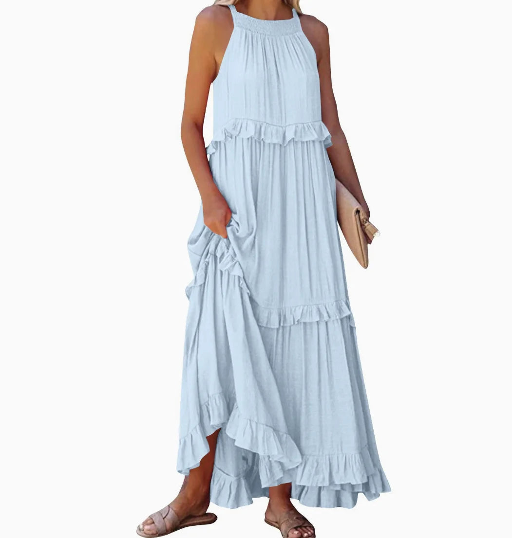 Robe bohème beige longue