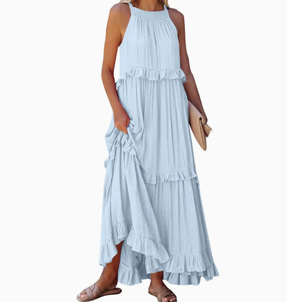 Robe bohème beige longue