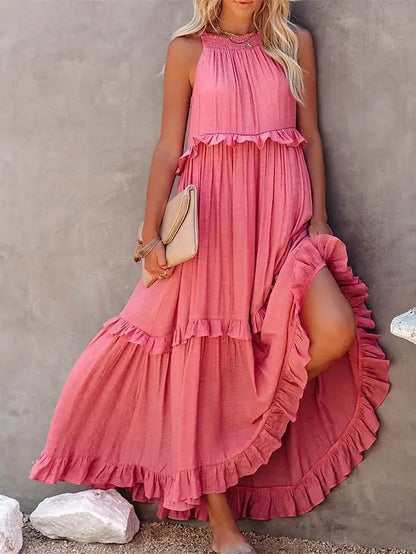 Robe bohème beige longue