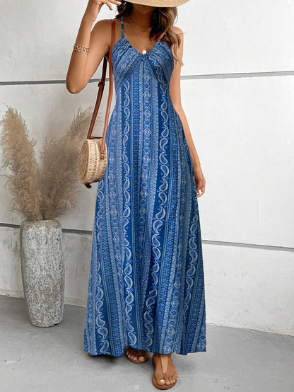Robe longue bretelle bohème