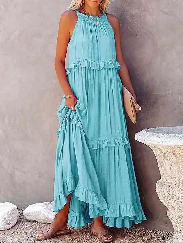 Robe bohème beige longue