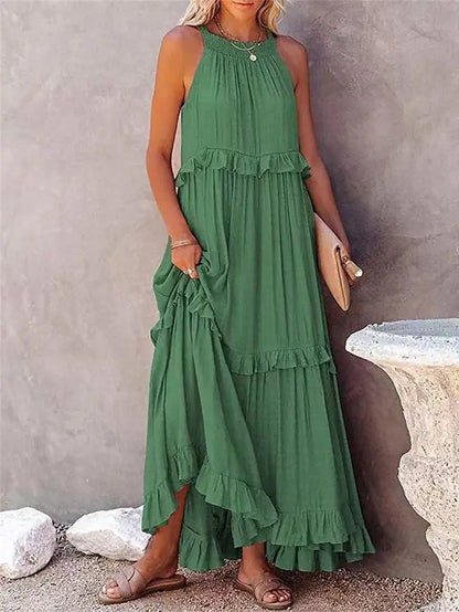 Robe bohème beige longue