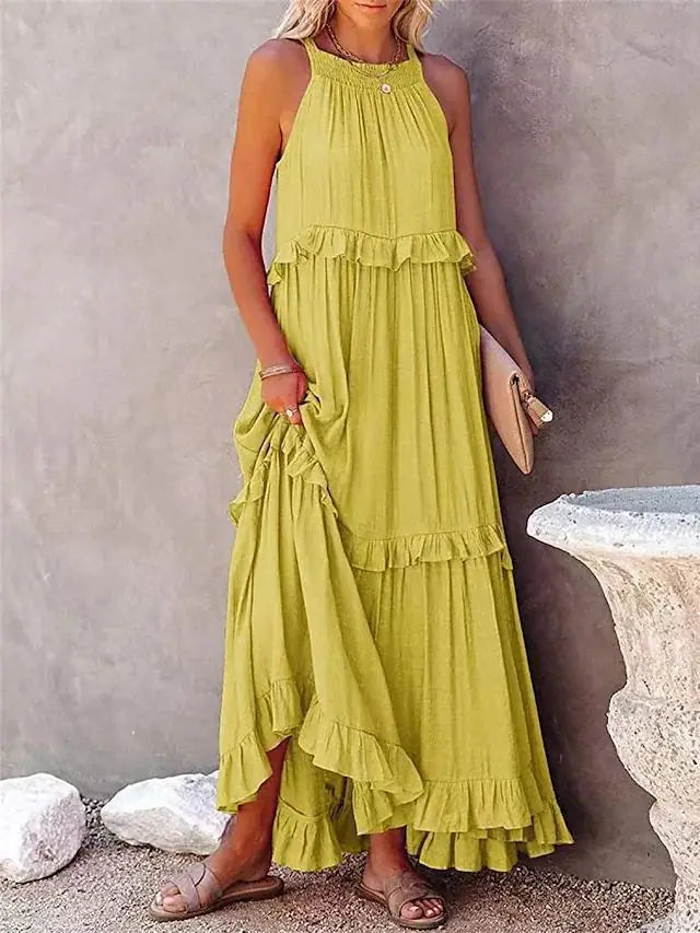 Robe bohème beige longue